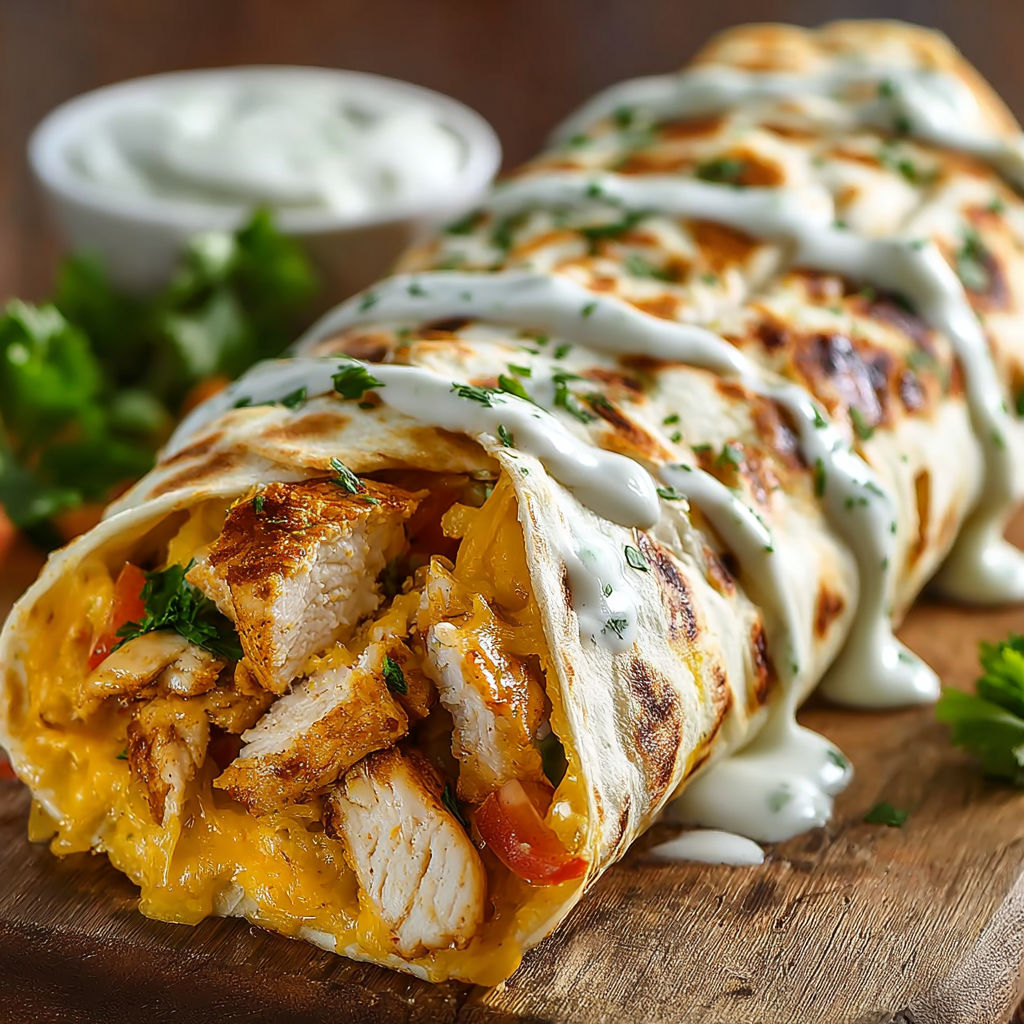 Käse-Knoblauch-Hähnchen-Wraps – Knusprig, cremig & in nur 15 Minuten fertig
