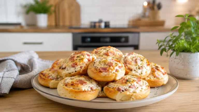 Leckere Pizzabrötchen mit Schmand und Schinken